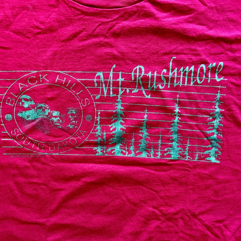 Vintage 1991 Mt Rushmore Memorial Black Hills South Dakota Maroon Shirt